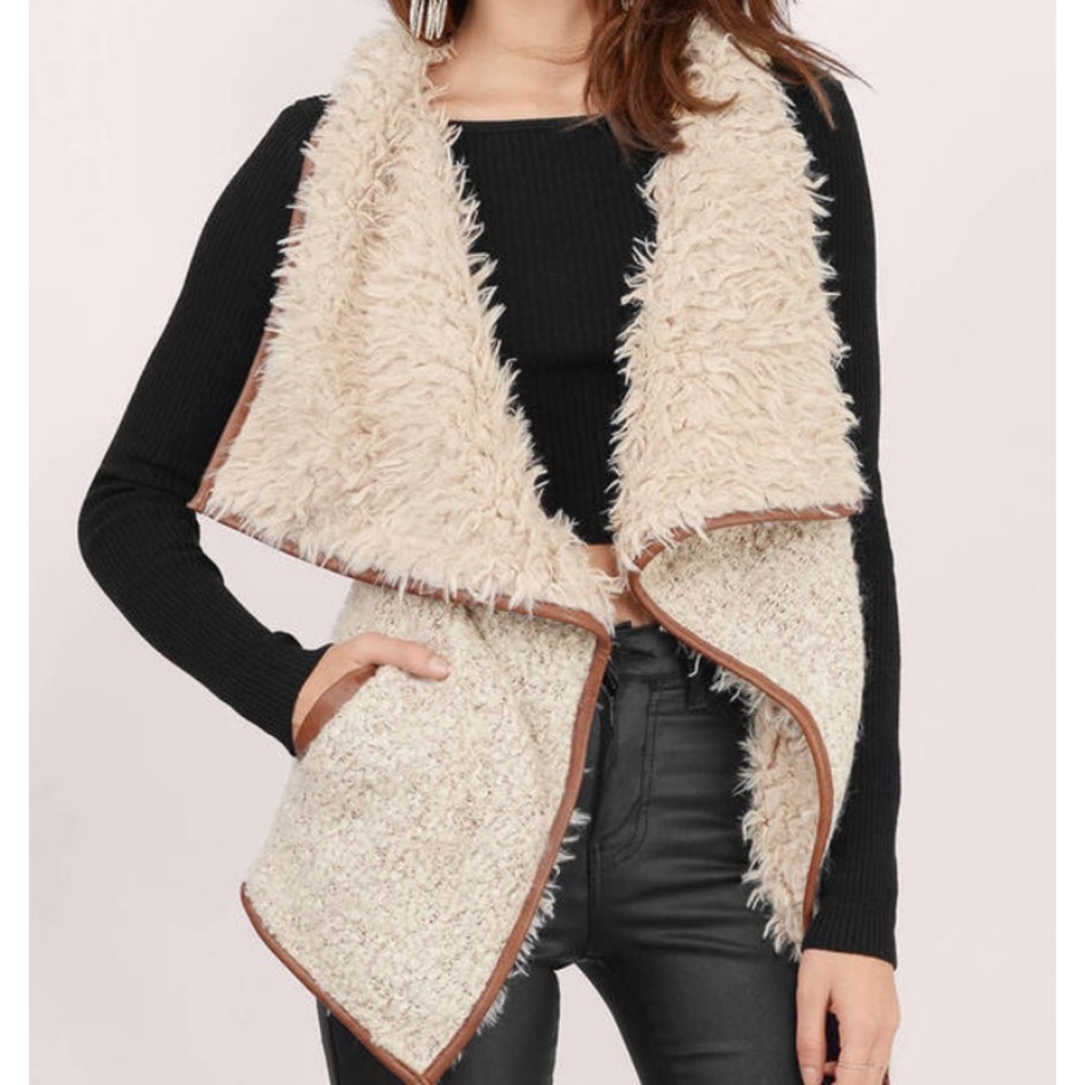 Khaki Shearling Vest